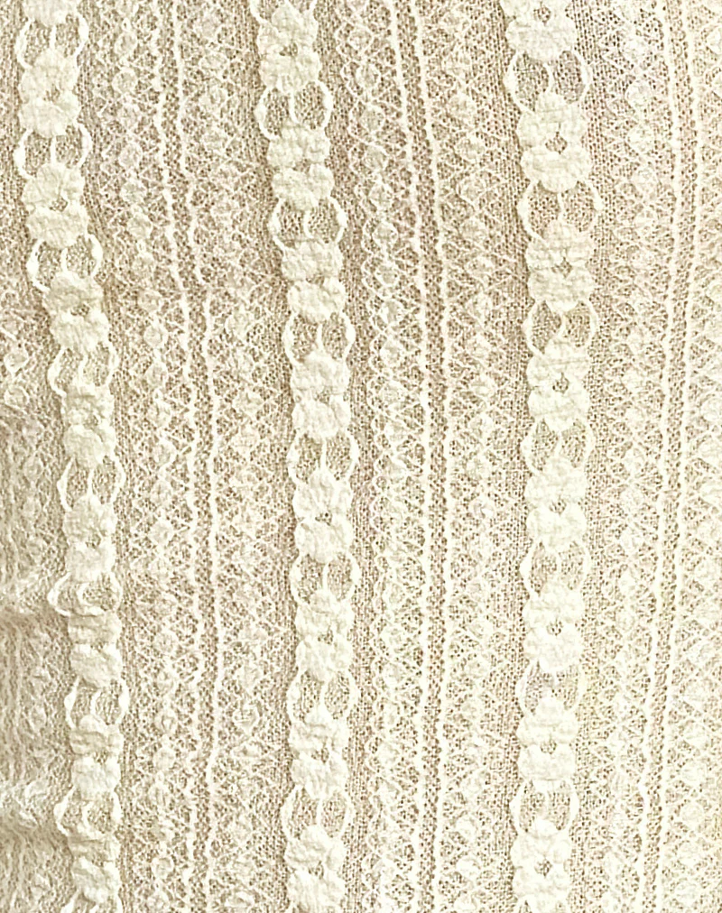 Malakai Long Sleeve Top in Lace Cream - Image 7