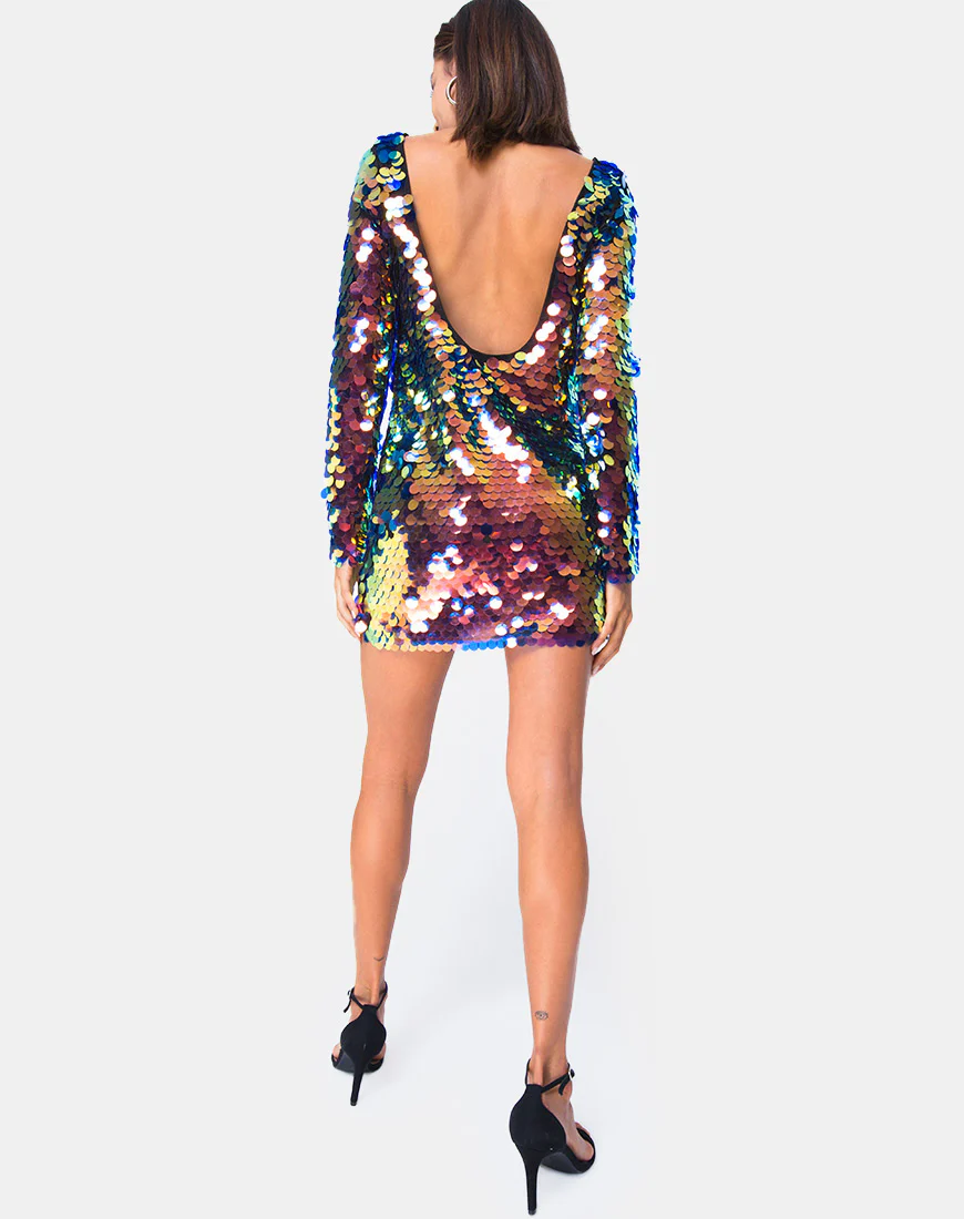 Malia Mini Dress in Dragon Fruit Sequin - Image 4