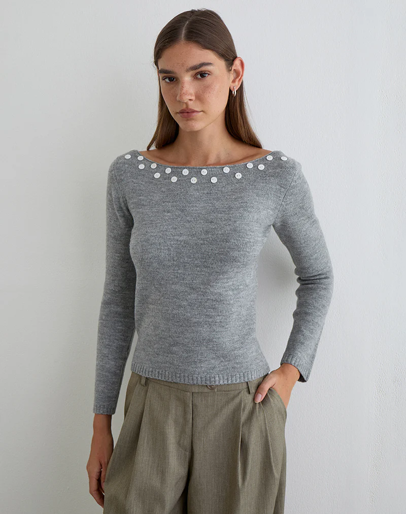 Manahi Jumper in Pearl Knit Grey - Image 2