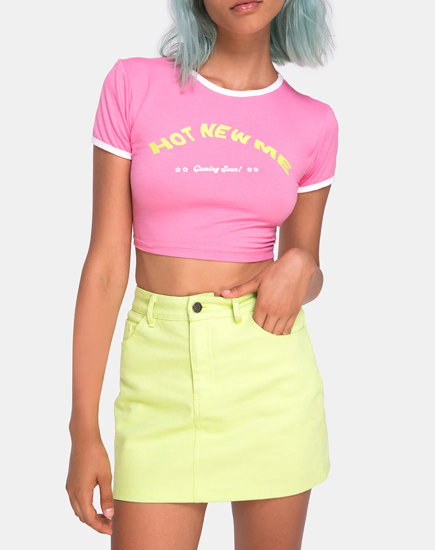 Mandita Crop Top in Bright Pink with Hot New Me Text X Top Girl - Image 7