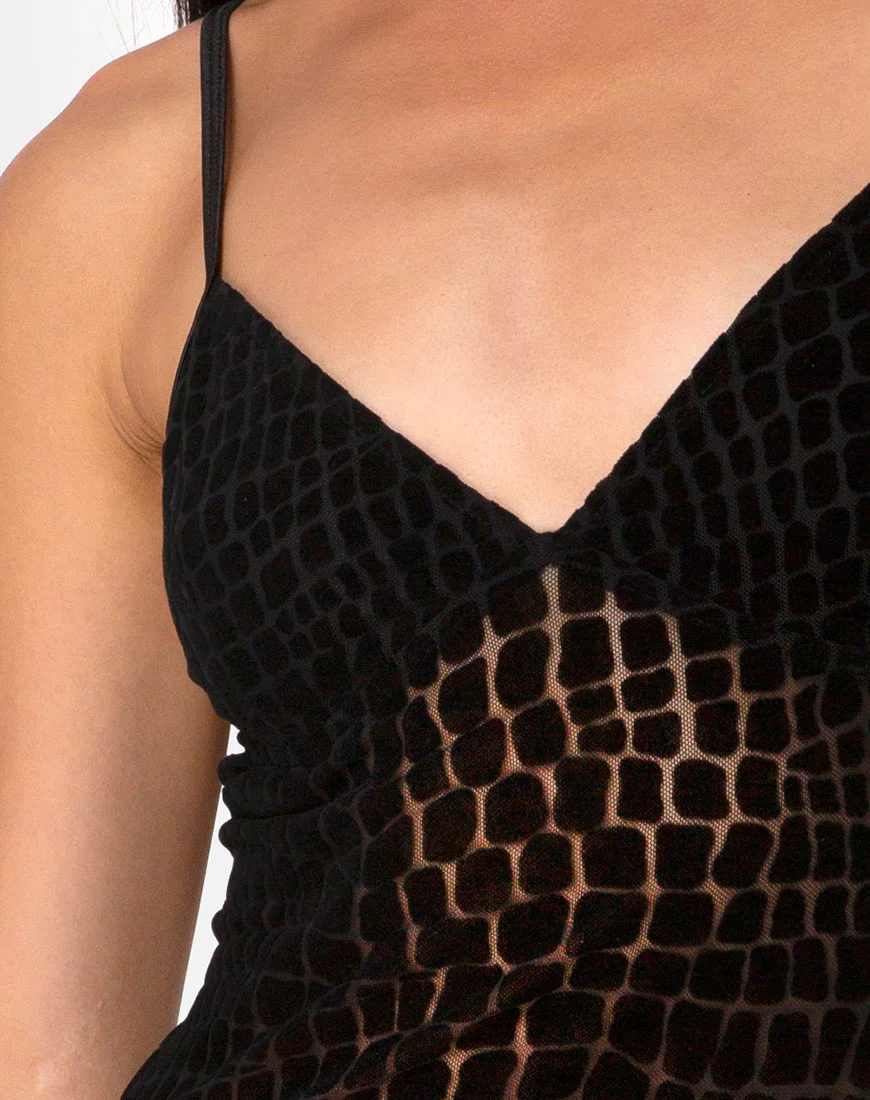 Maneda Dress in Croc Flock Black - Image 5