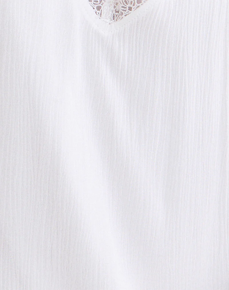 Manika Plunge Babydoll Mini Dress in Rayon White - Image 7