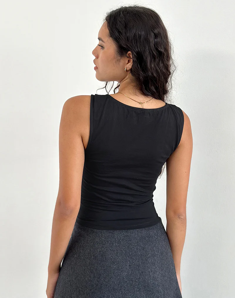 Mantha Knot Shoulder Top in Black - Image 4