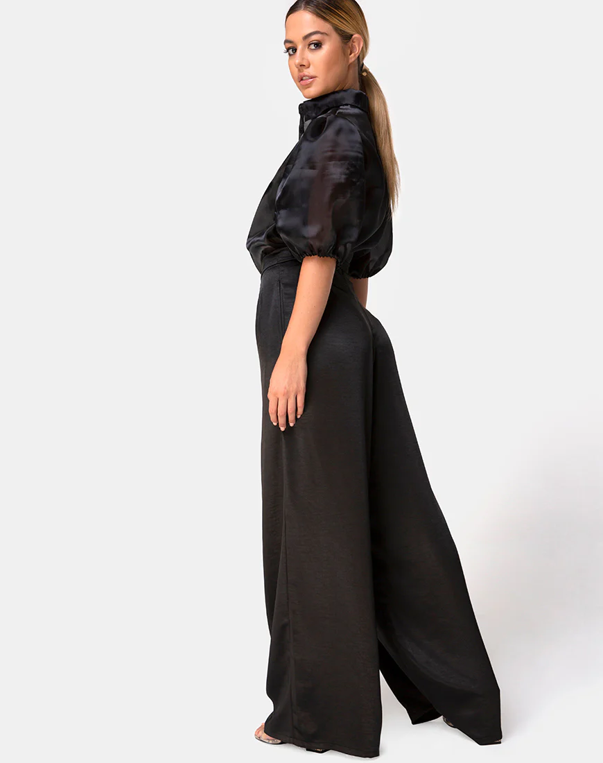 Mara Trouser in Satin Black - Image 2