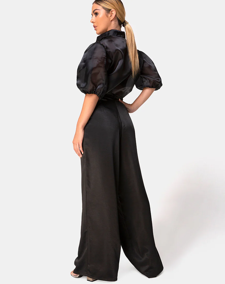 Mara Trouser in Satin Black - Image 4