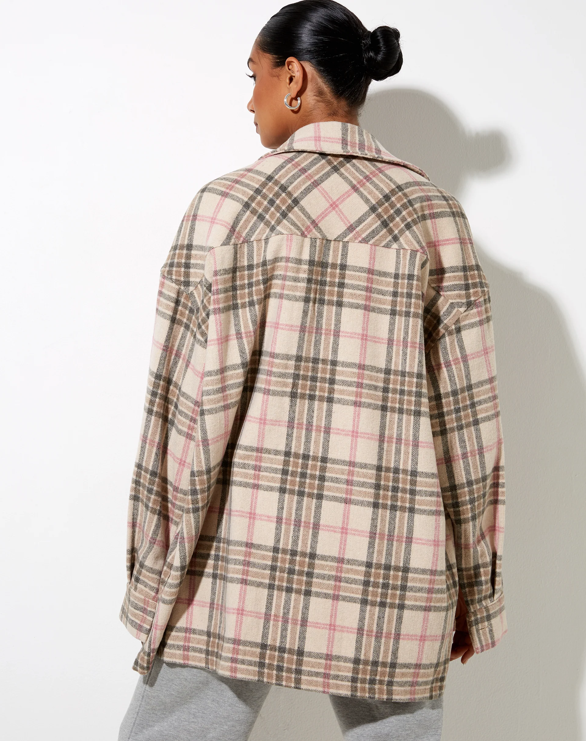 Marcel Shirt in Big Check Pink White Tan - Image 5