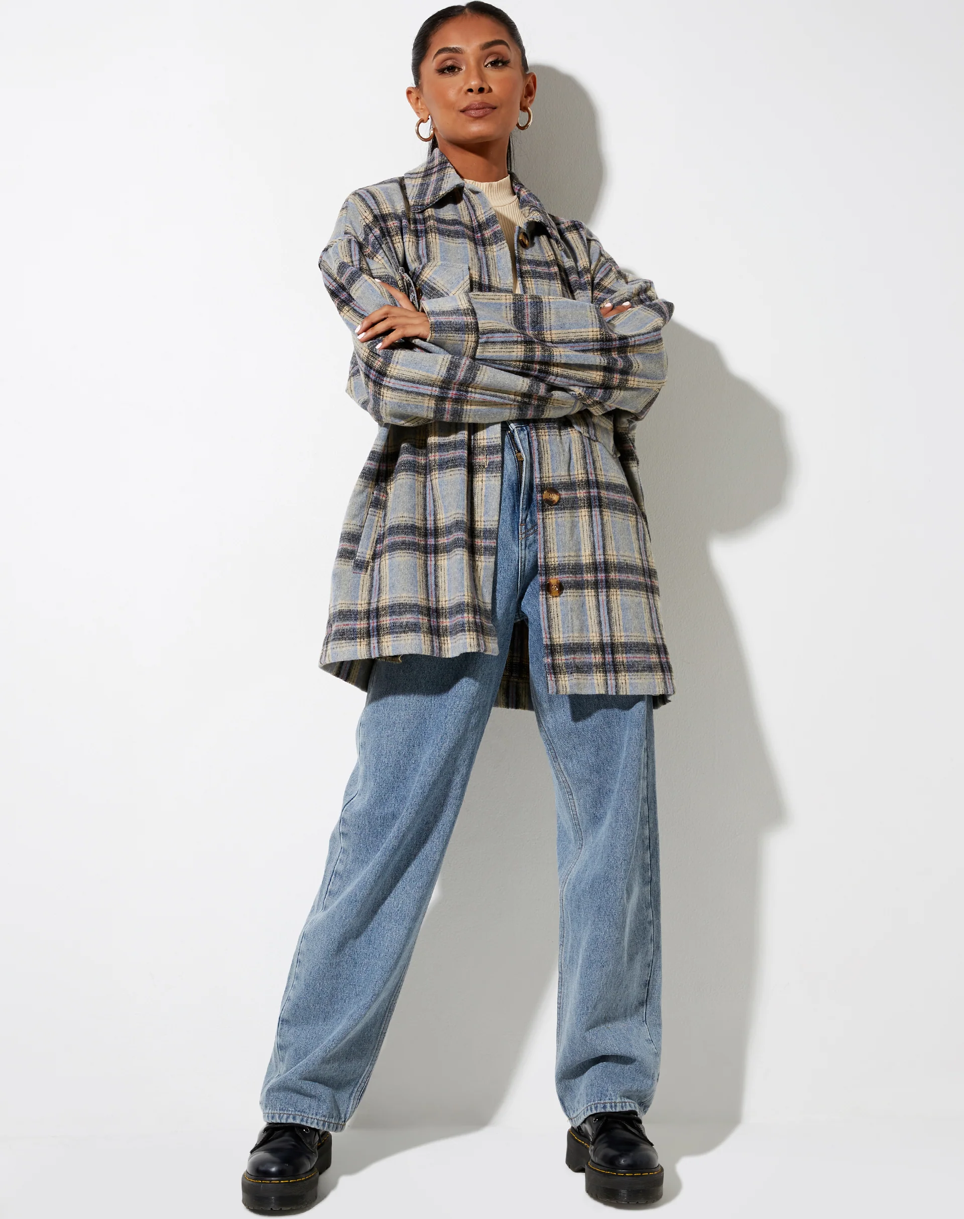 Marcel Shirt in Check Light Blue White Black - Image 3