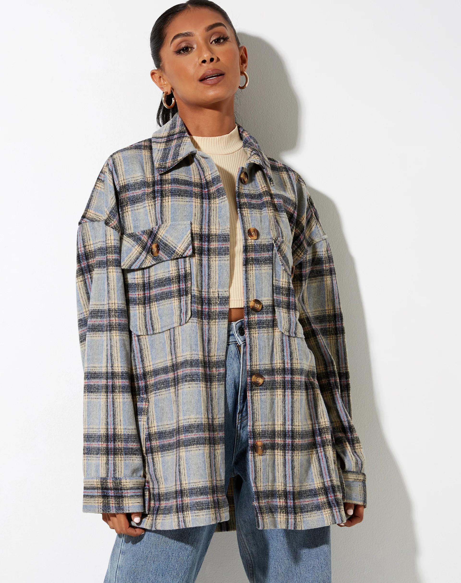 Marcel Shirt in Check Light Blue White Black - Image 4