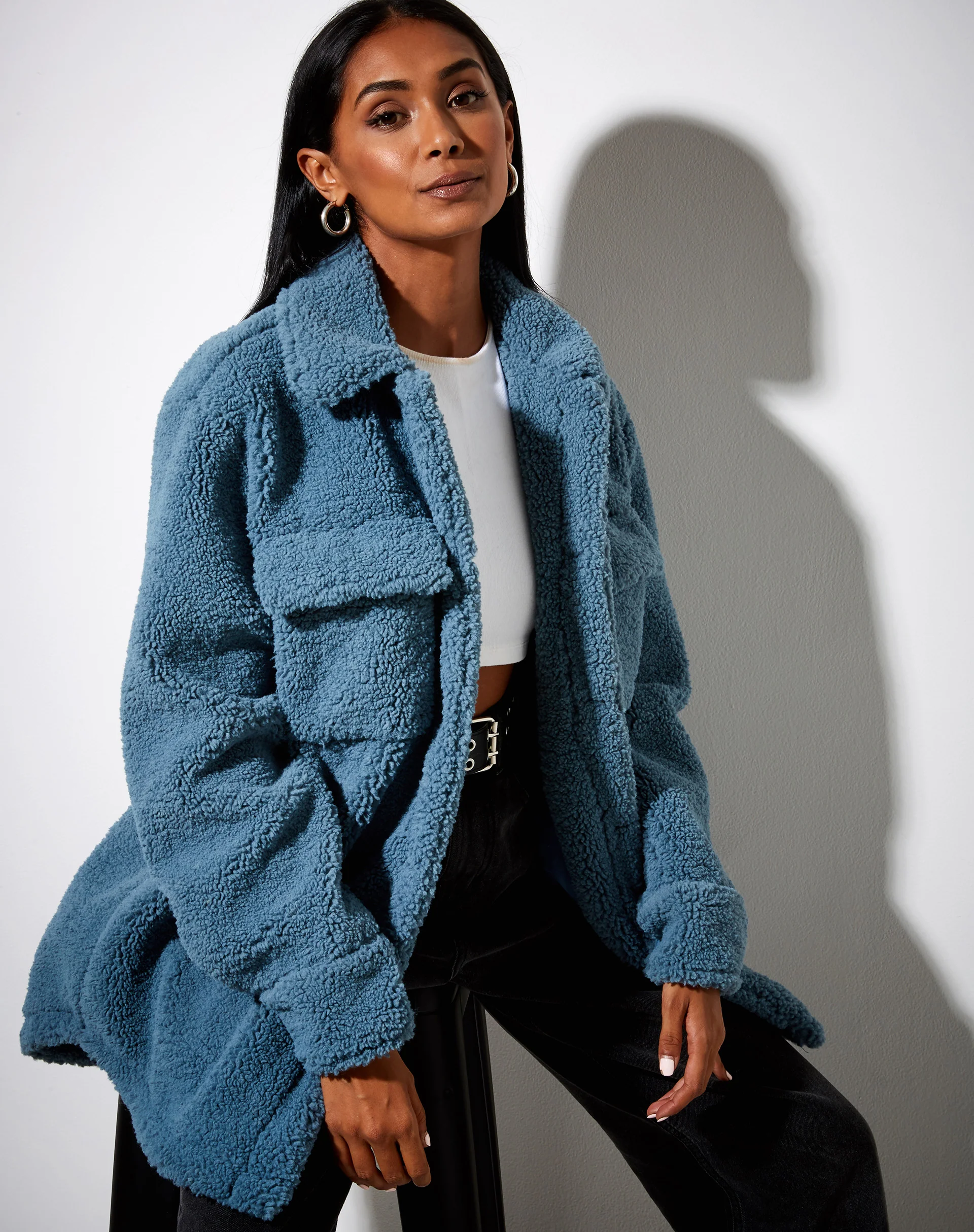 Marcella Shirt in Borg Slate Blue - Image 7