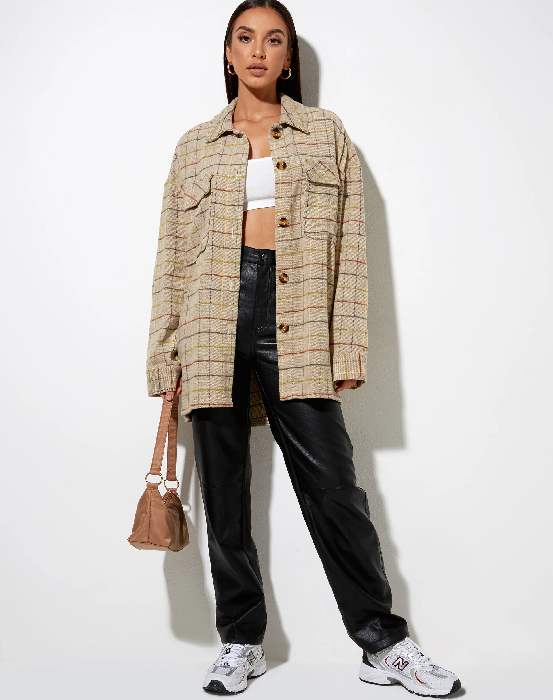 Marcella Shirt in Check Brown Yellow Green - Image 4