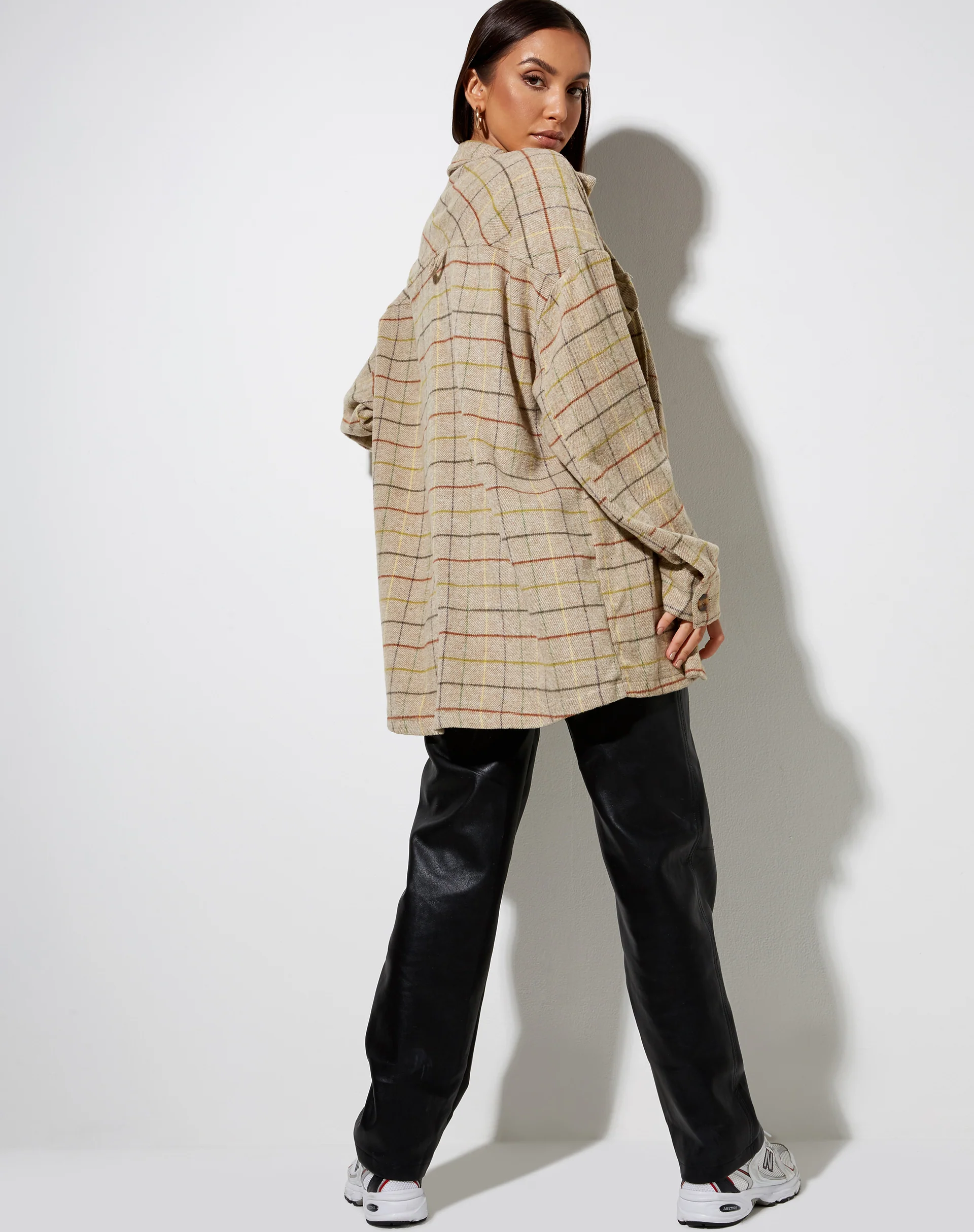Marcella Shirt in Check Brown Yellow Green - Image 5