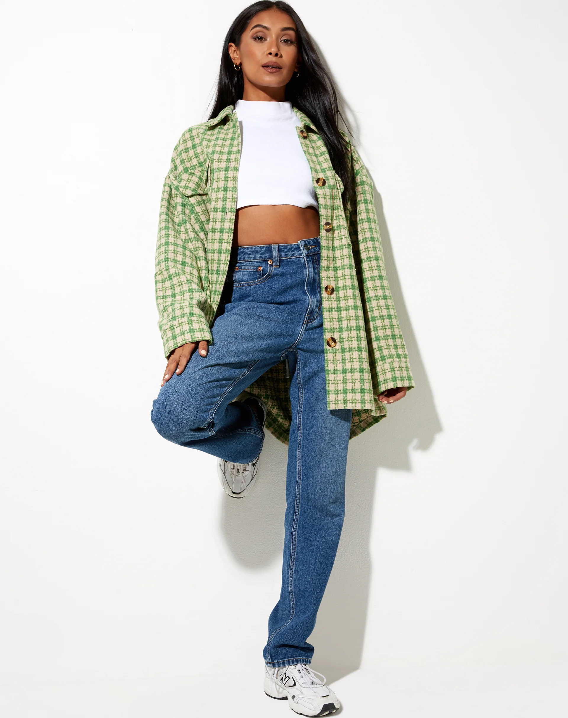 Marcella Shirt in Green and Cream Check - Image 3