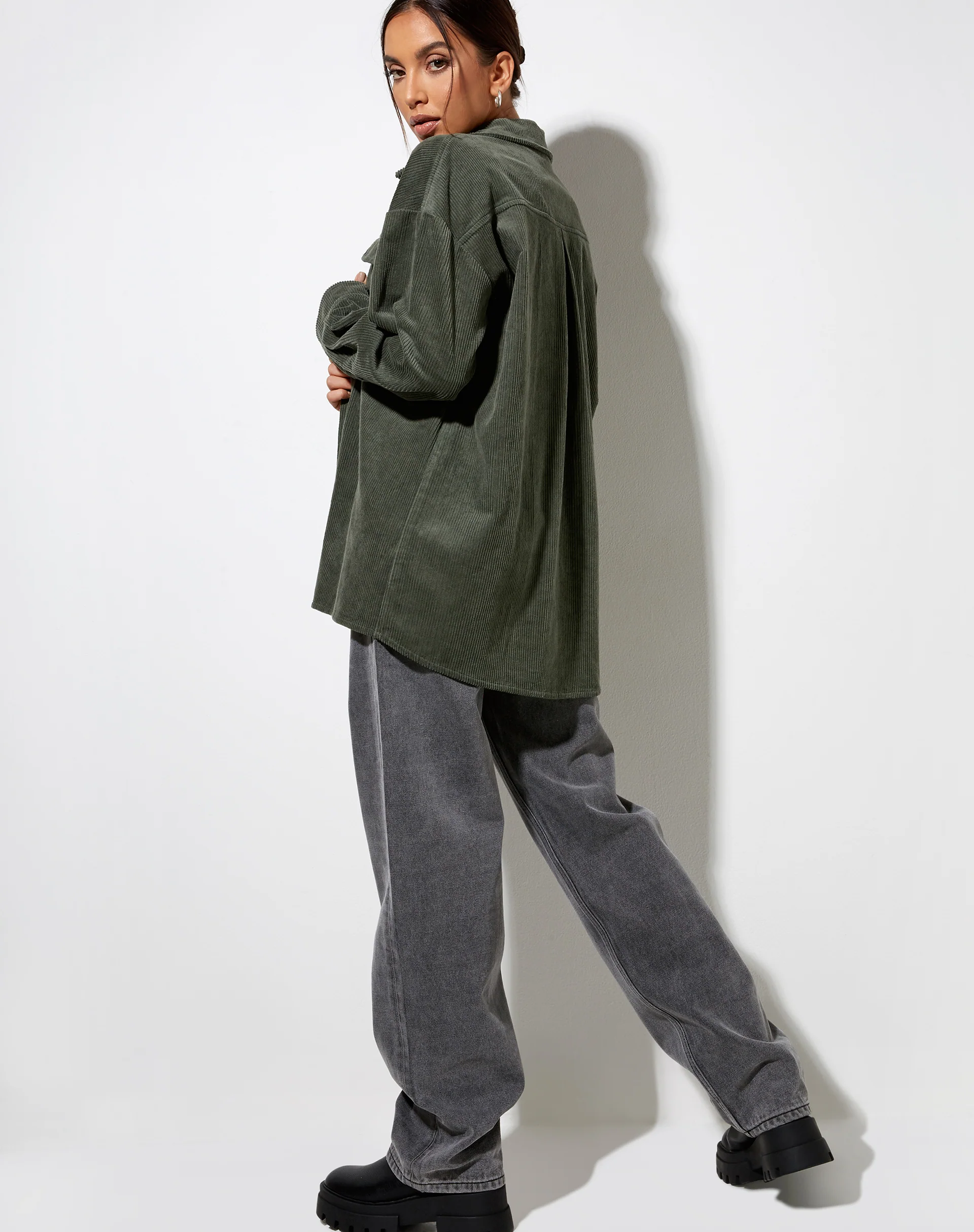 Marcy Shirt in Corduroy Khaki - Image 2