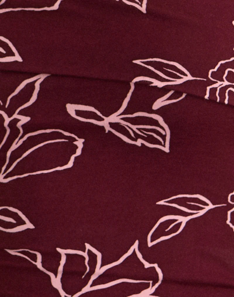 Marga One Shoulder Top in Outline Rose Maroon - Image 6