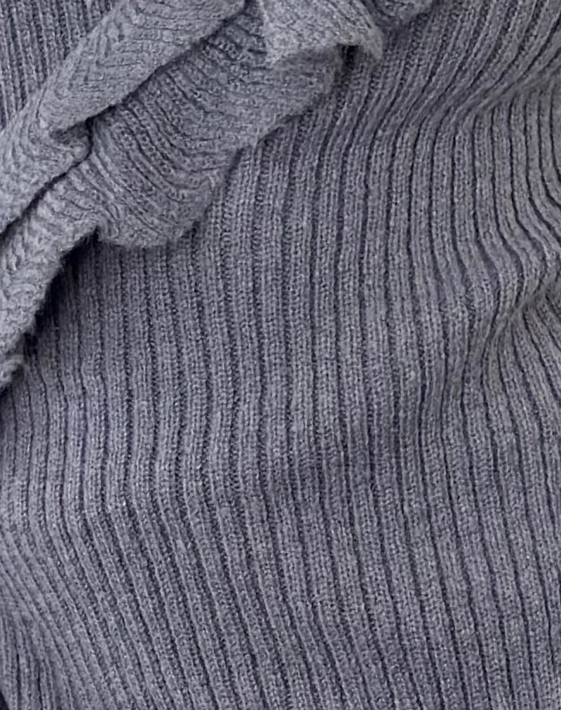 Marianna Long Sleeve Knitted Mini Dress in Dark Grey - Image 6