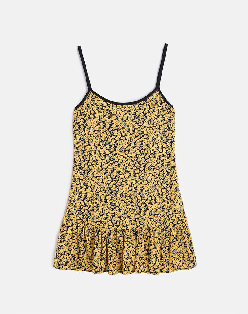 Marige Roundneck Mini Dress in Mini Bloom Yellow - Image 2