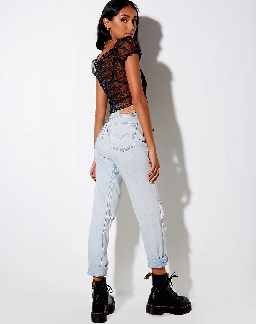 Marilla Crop Top in Black Organza - Image 3