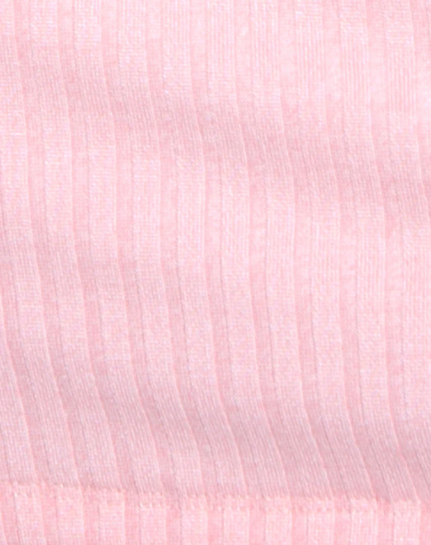 Marina Bodycon Dress in Ribbed Blush - Image 5
