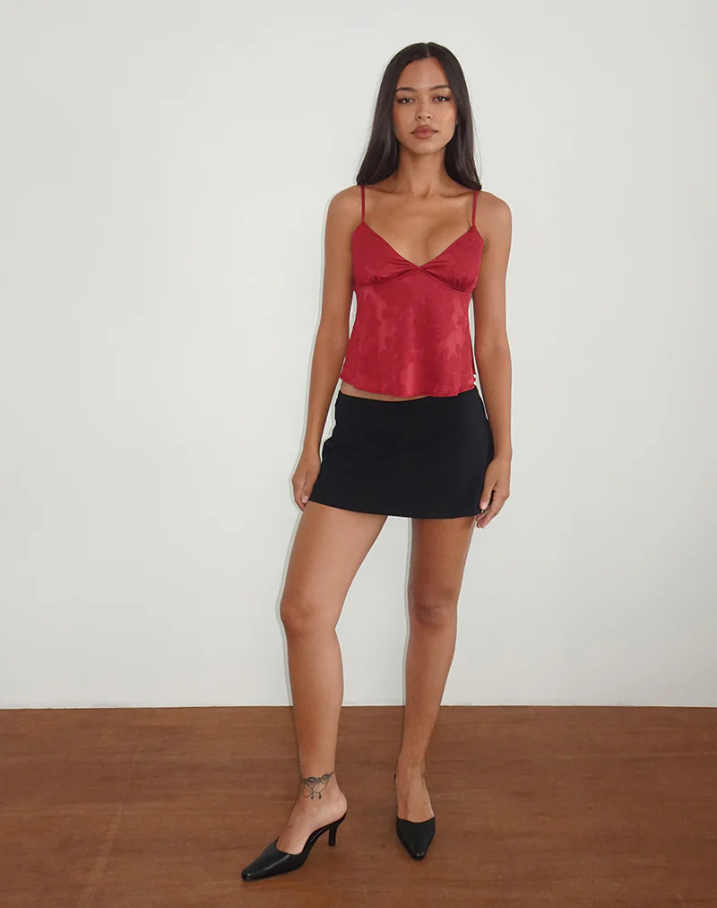 Marinda Top in Satin Jacquard Burgundy - Image 4