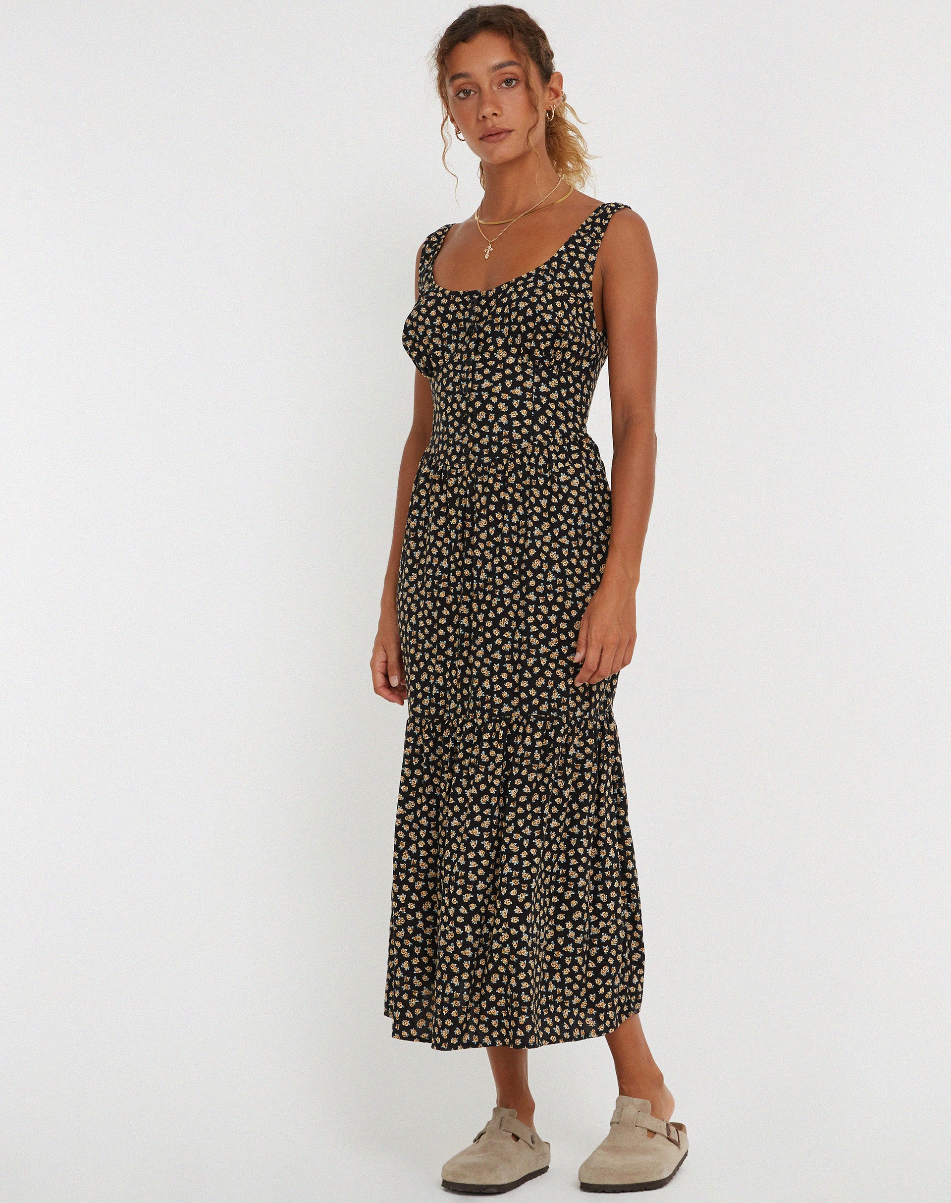 Marisol Maxi Dress in Ditsy Floral Bronze - Image 3