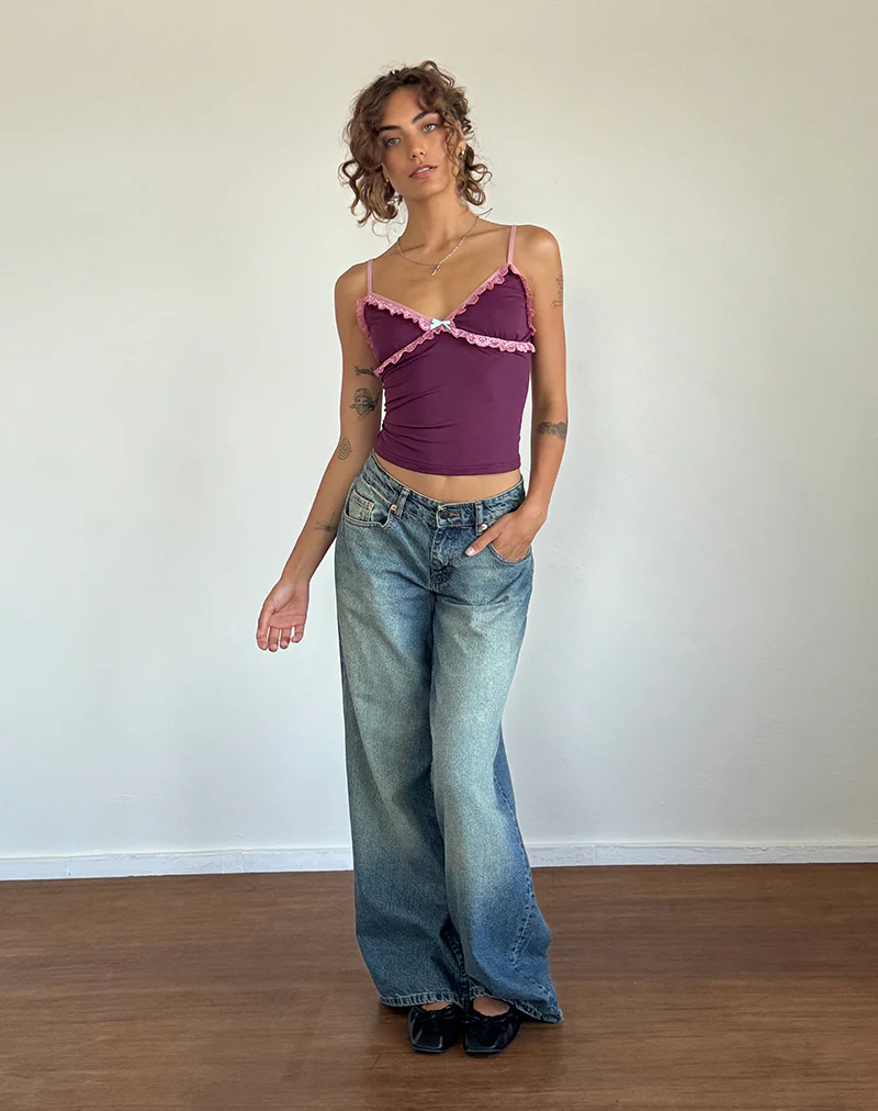 Marjorie Strappy Top in Smooth Slinky Berry - Image 3