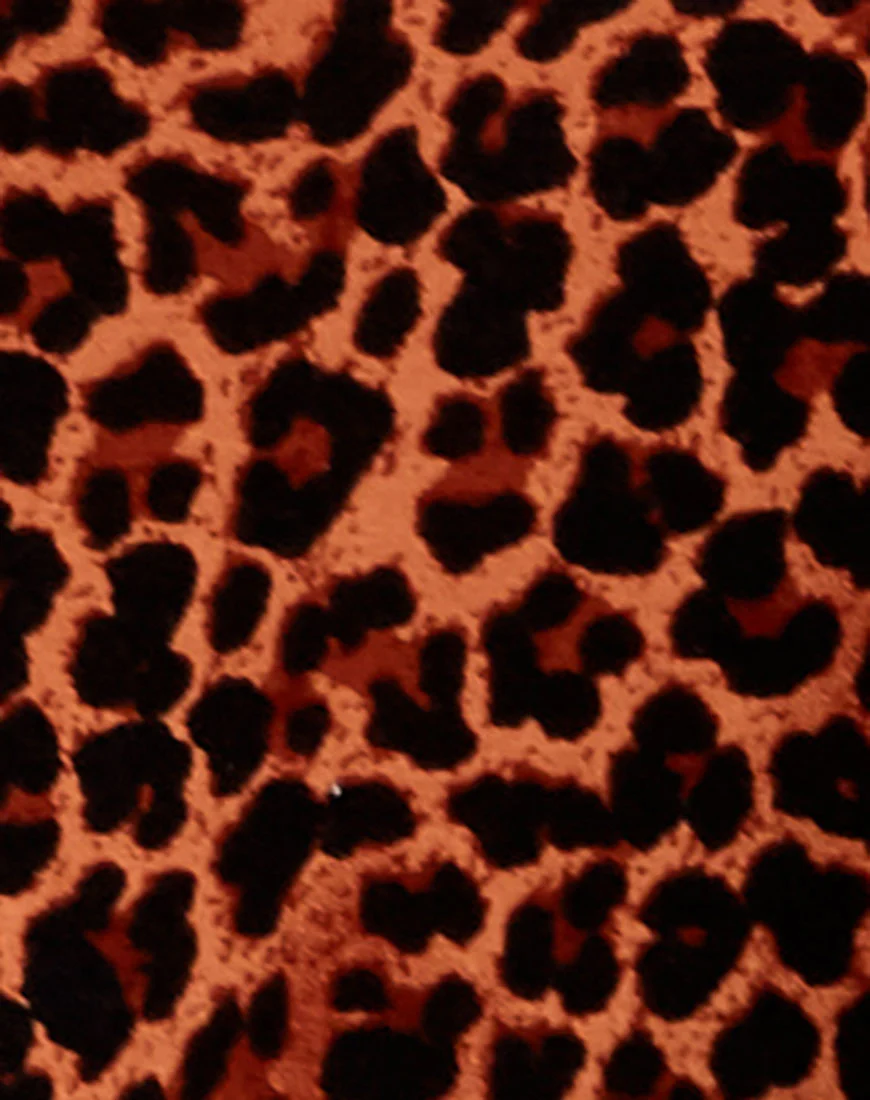 Marlin Bodycon Dress in Ditsy Leopard Orange - Image 5