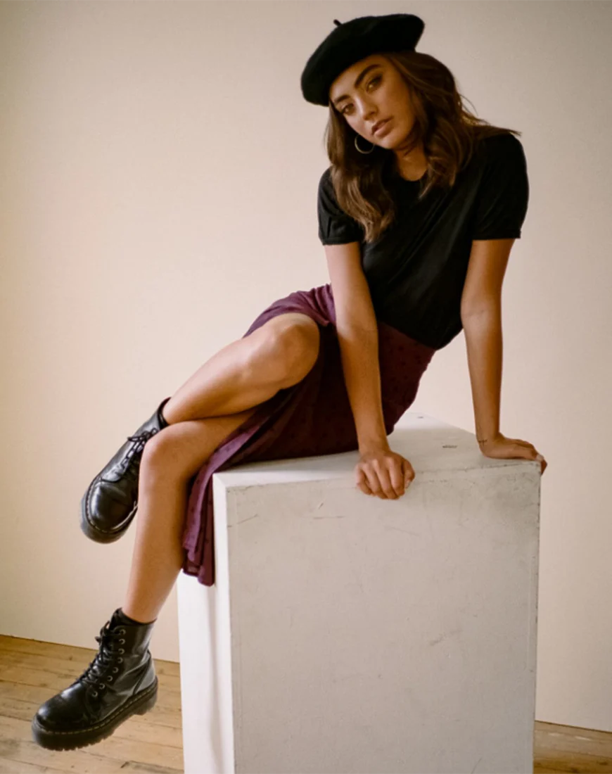 Marni Midi Skirt in Skater Polka Wine - Image 2