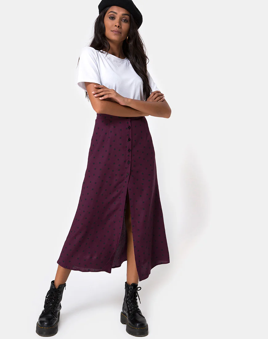 Marni Midi Skirt in Skater Polka Wine - Image 4