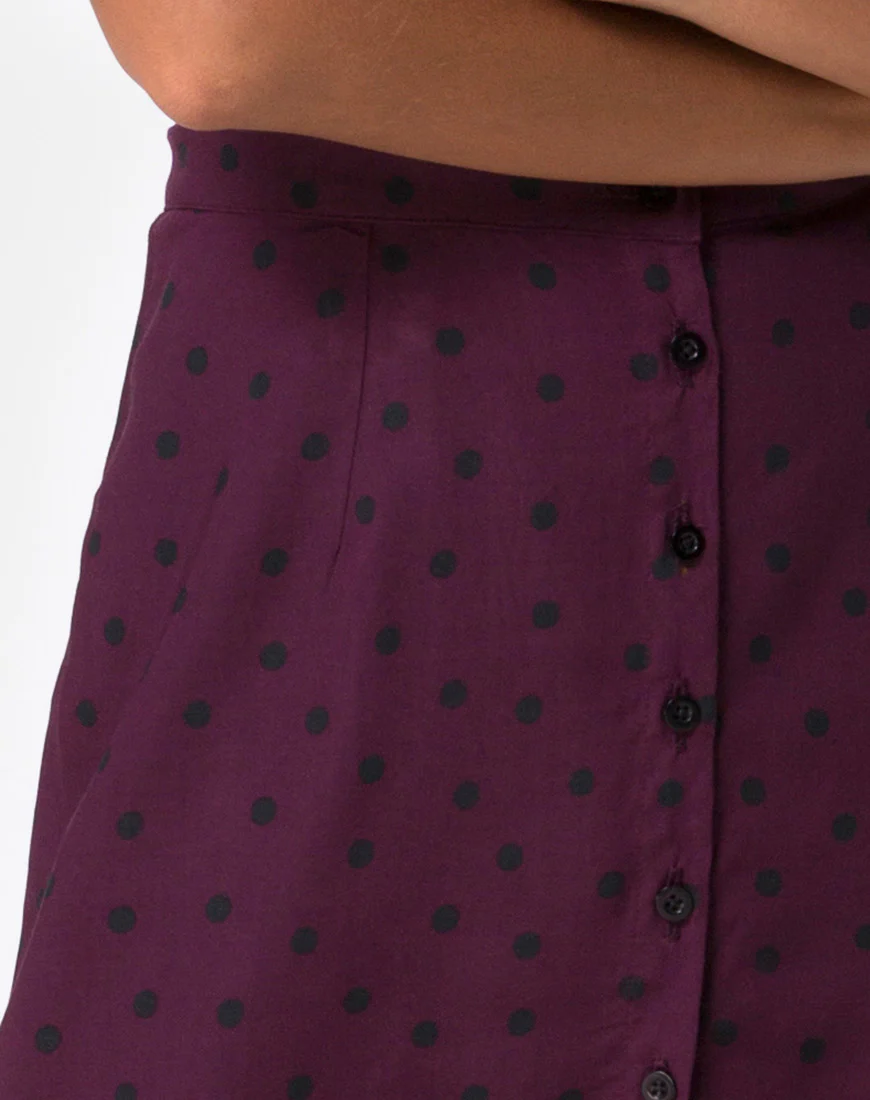 Marni Midi Skirt in Skater Polka Wine - Image 6