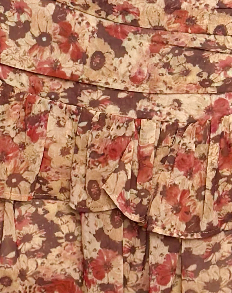Masama Frill Mini Skirt in Chiffon Rusty Flower - Image 6