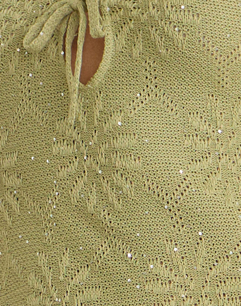 Masela Midi Dress in Sequin Knit Green - Image 6