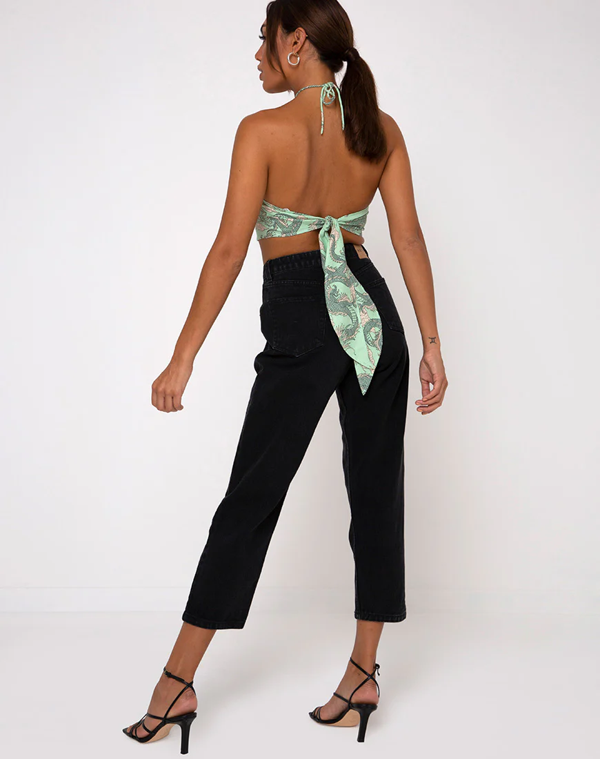Maudy Crop Top in Chinese Dragon Neo Mint - Image 5