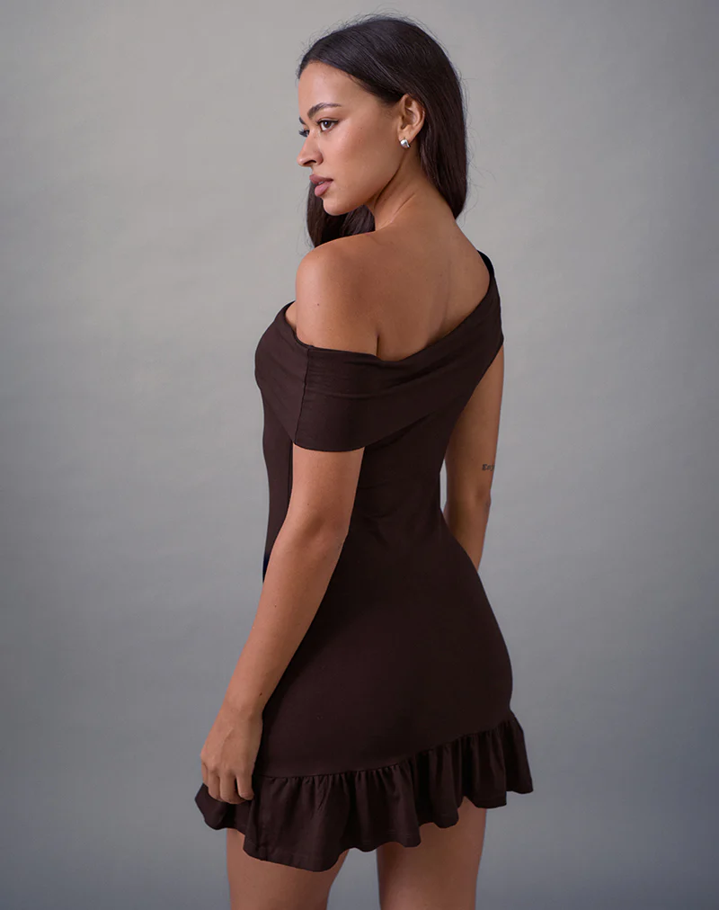 Maufa Mini Dress in Jersey Bitter Chocolate - Image 4