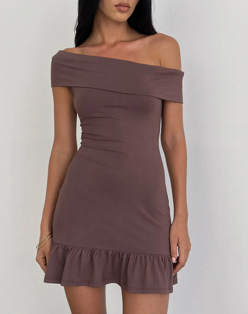 Maufa Mini Dress in Jersey Deep Taupe - Image 3