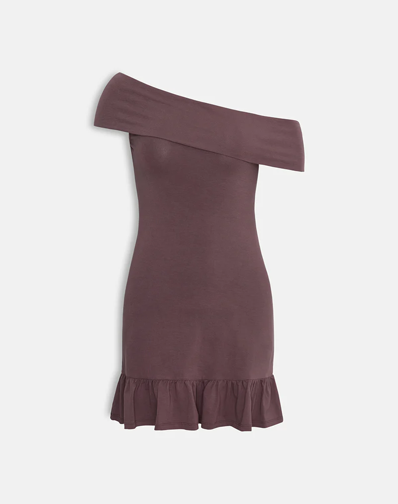 Maufa Mini Dress in Jersey Deep Taupe - Image 5