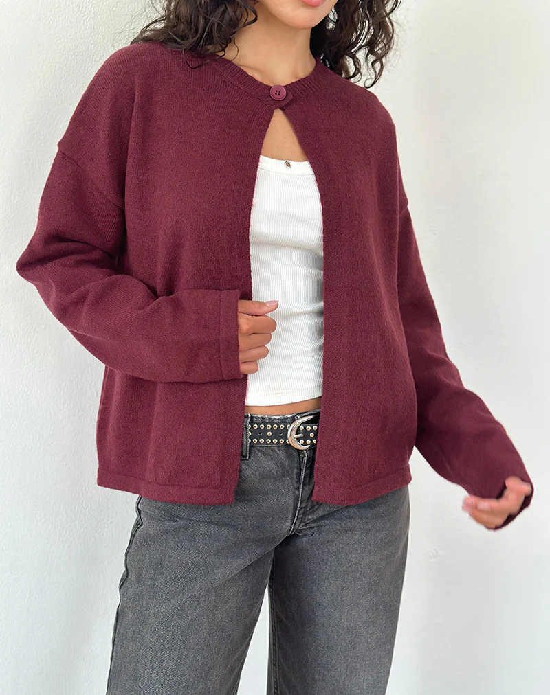 Maureen Cardigan in Wine - Image 2
