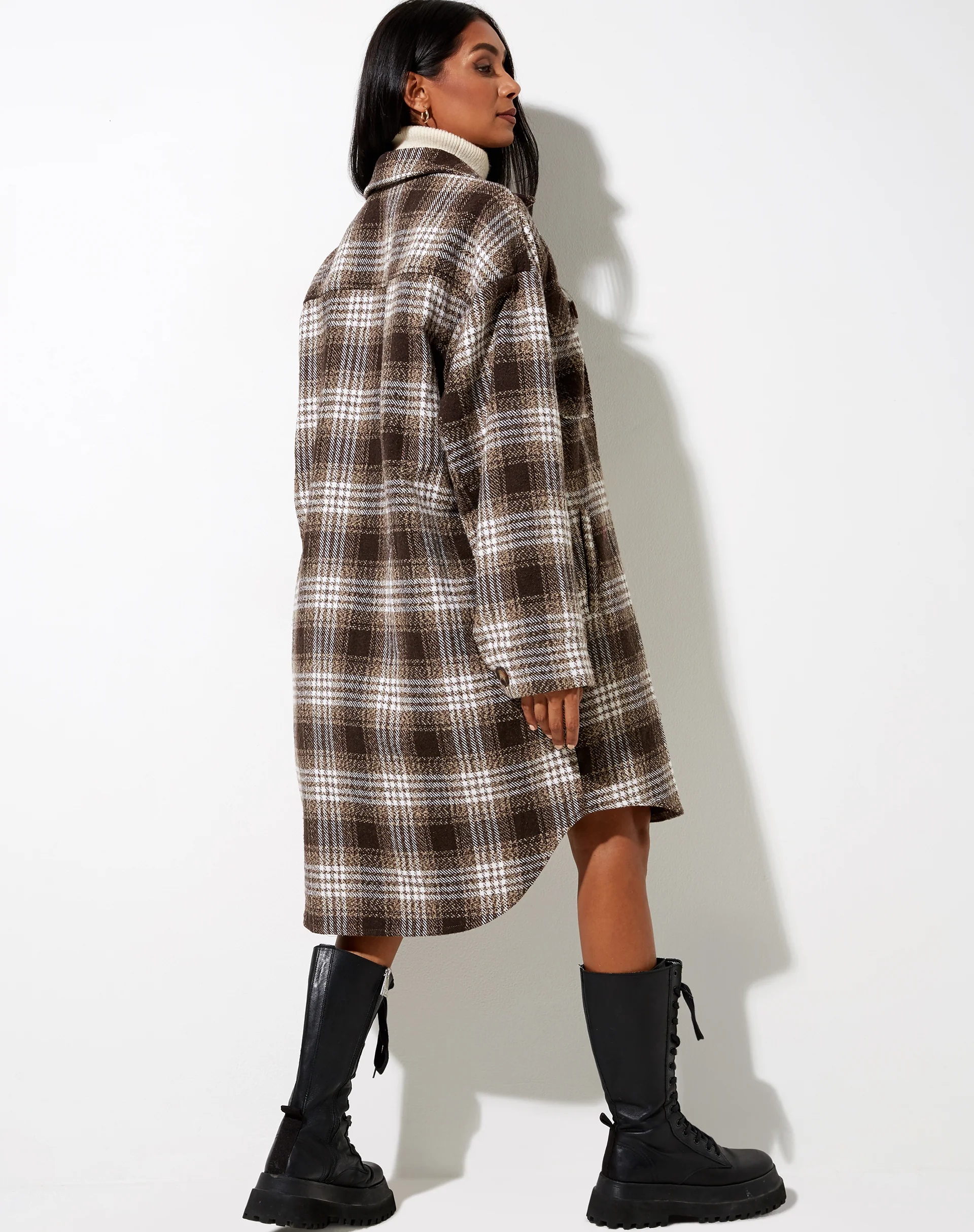 Maxiella Shirt in Brown Check - Image 6