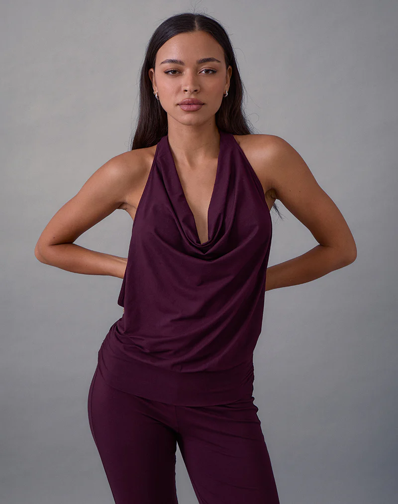 Mayla Backless Jumpsuit in Fig - Image 2