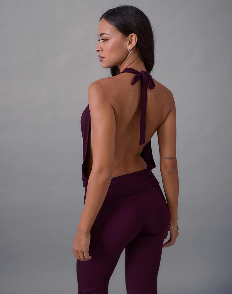 Mayla Backless Jumpsuit in Fig - Image 4