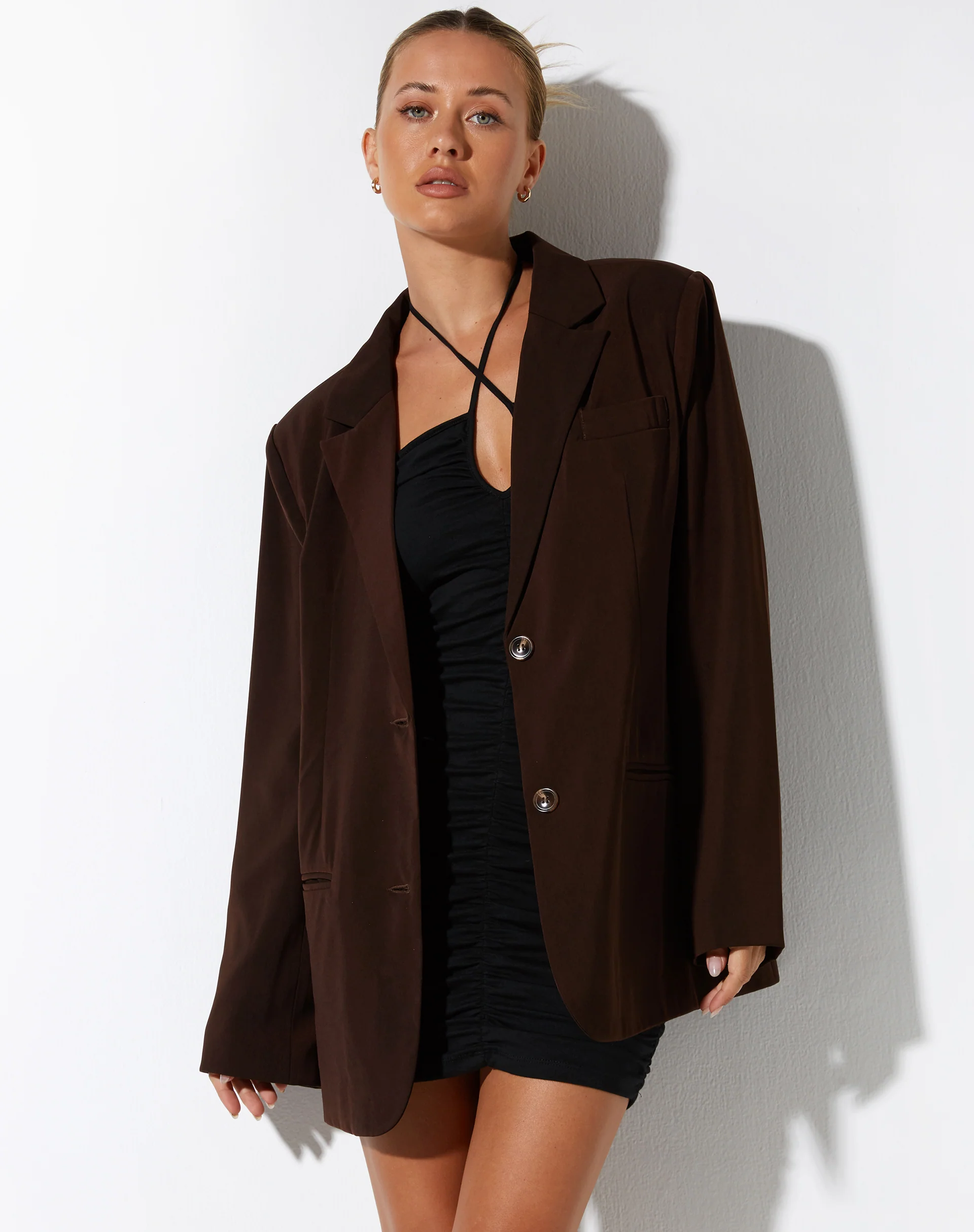 Mazaya Blazer in Tailoring Dark Chocolate - Image 2