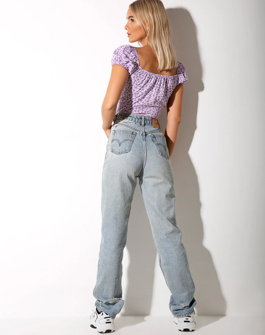 Mazu Top in Ditsy Rose Lilac - Image 6