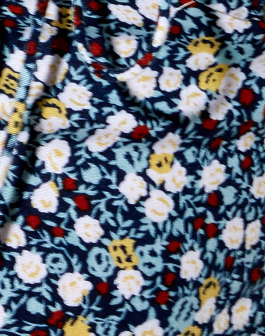 Mazu Top in Floral Field Navy - Image 7