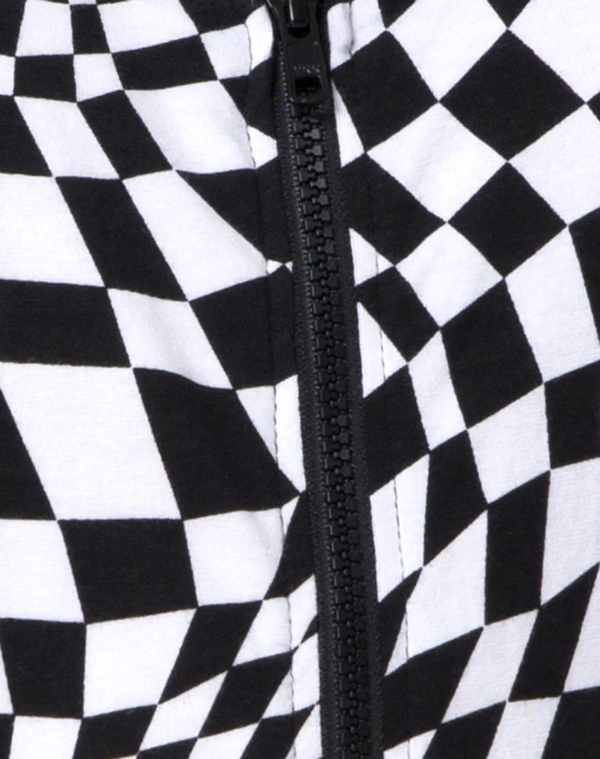 Mebie Mini Dress in Square Flag Black and White - Image 5