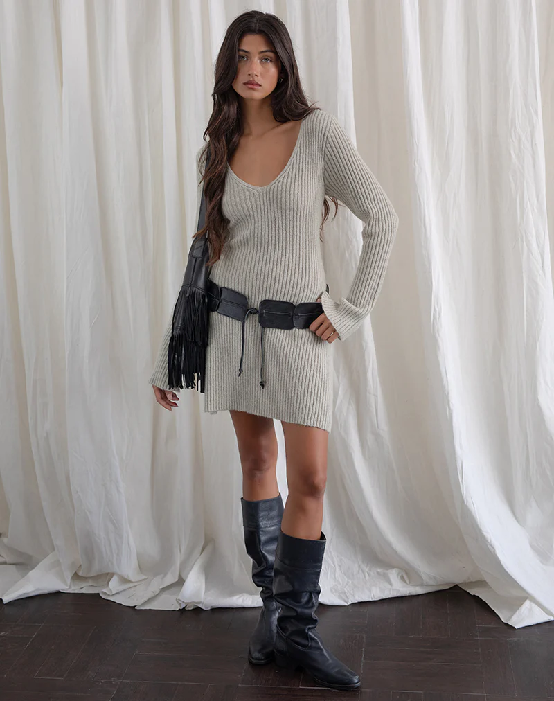 Meghan Dress in Wider Rib Knit Ecru - Image 5