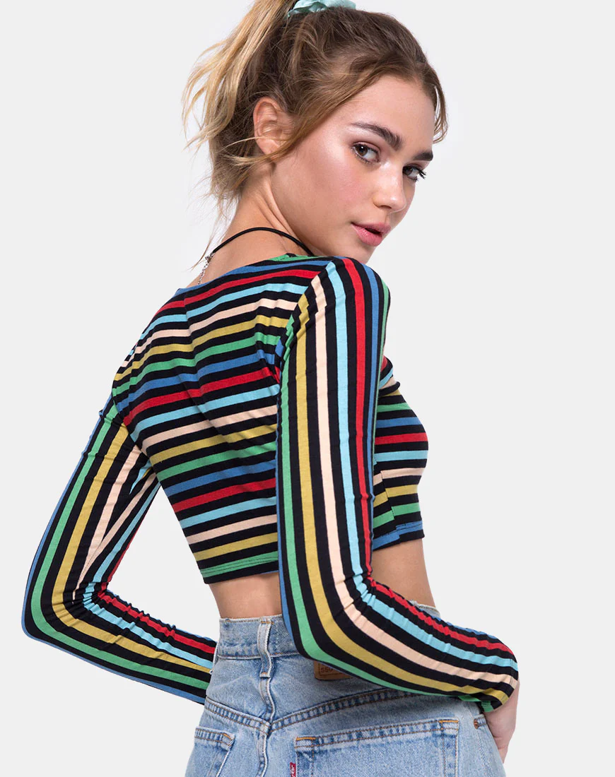 Melah Crop Top in PE Stripe - Image 2