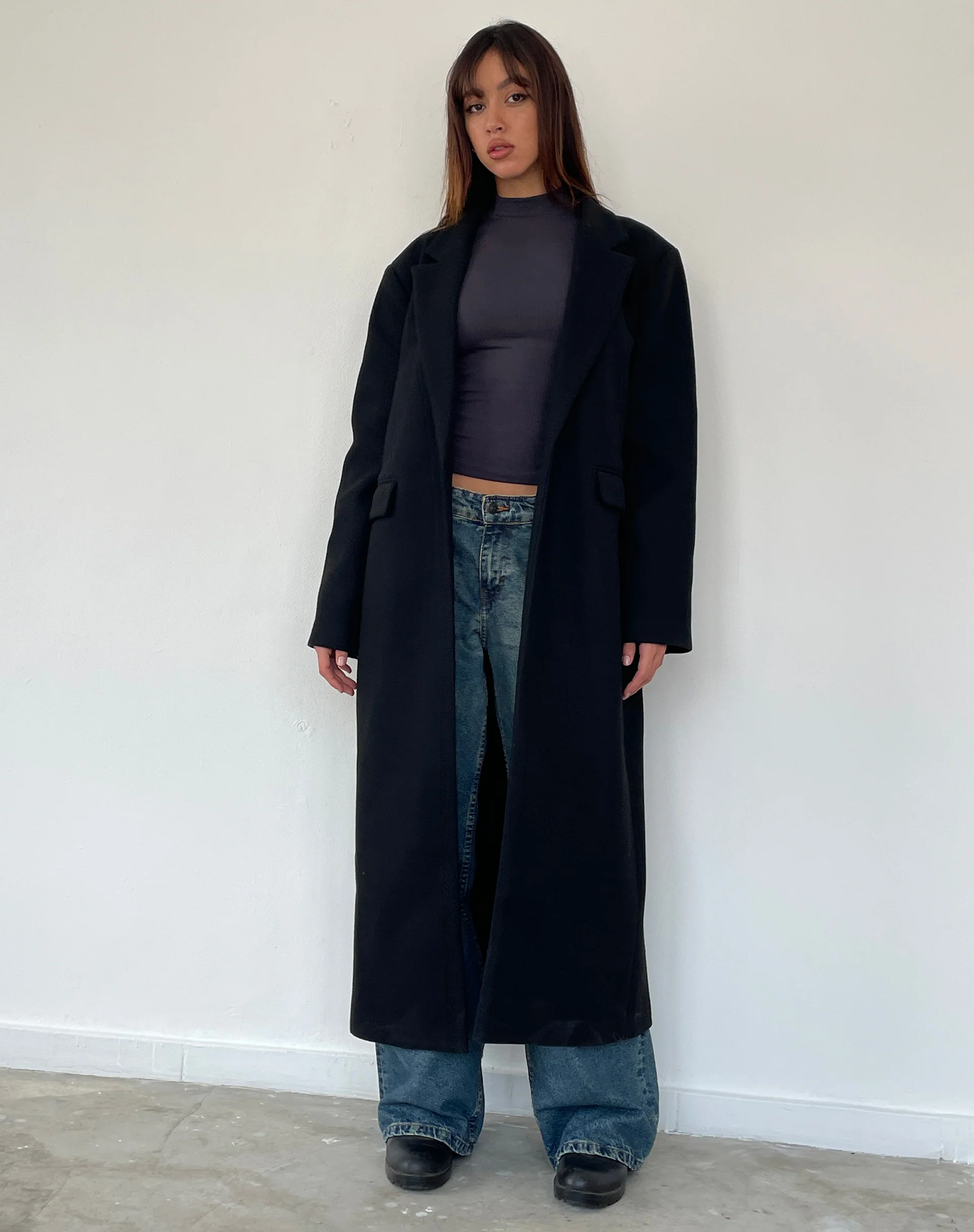 Melani Longline Coat in Black - Image 3