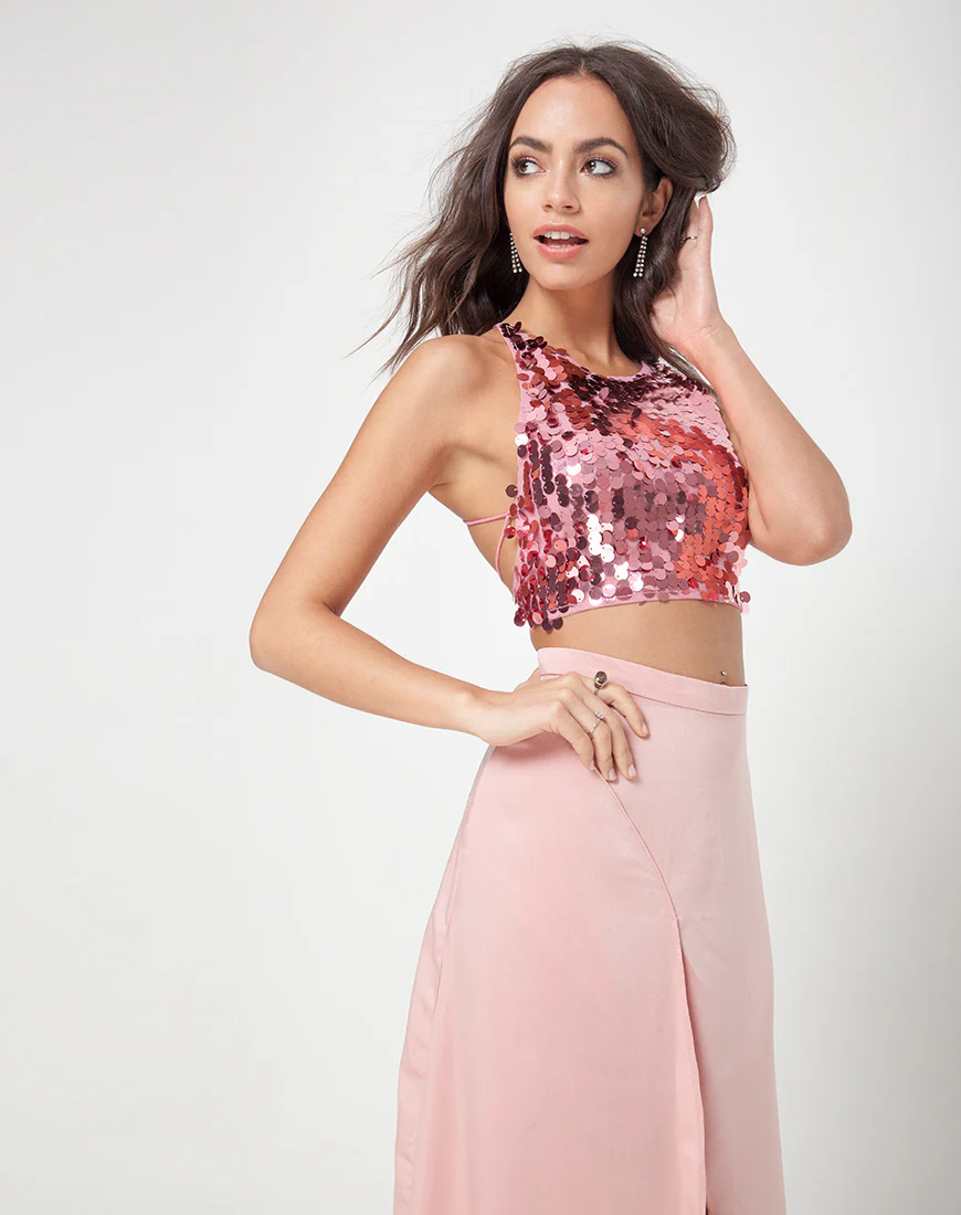 Melanta Maxi Prom Skirt in Satin Blush - Image 3