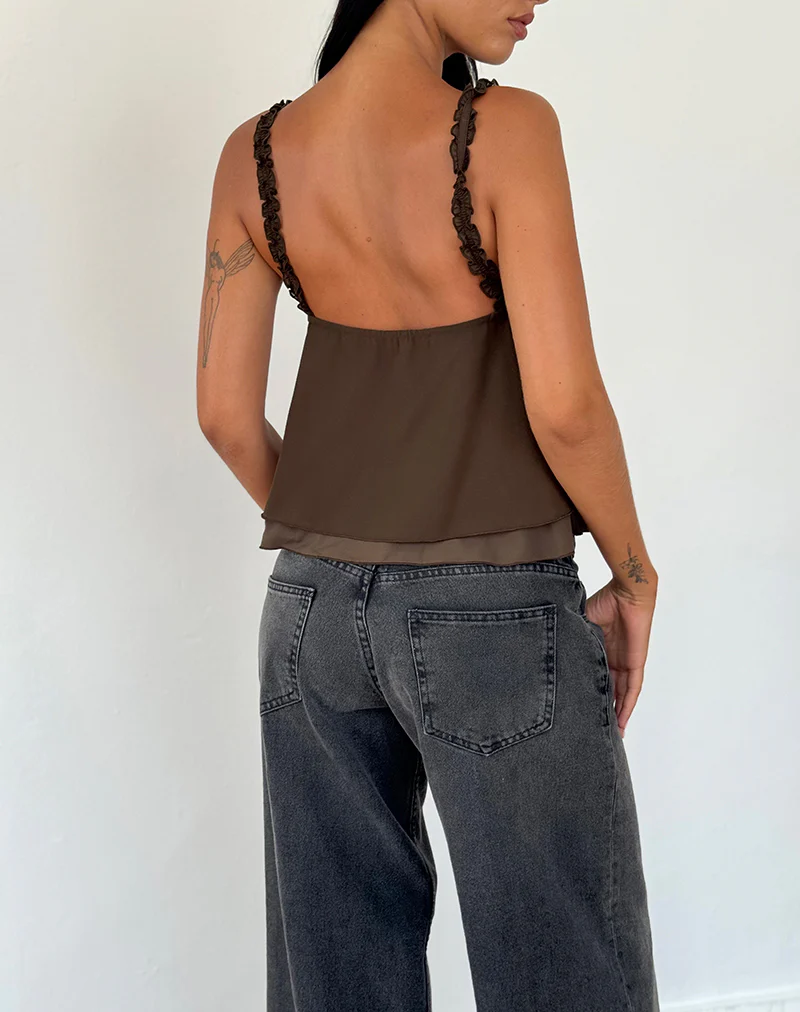 Melinda Frill Cami Top in Chiffon Olive - Image 5
