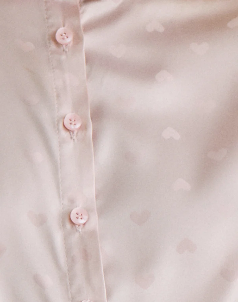 Meline Blouse in Satin Jacquard Pink - Image 6