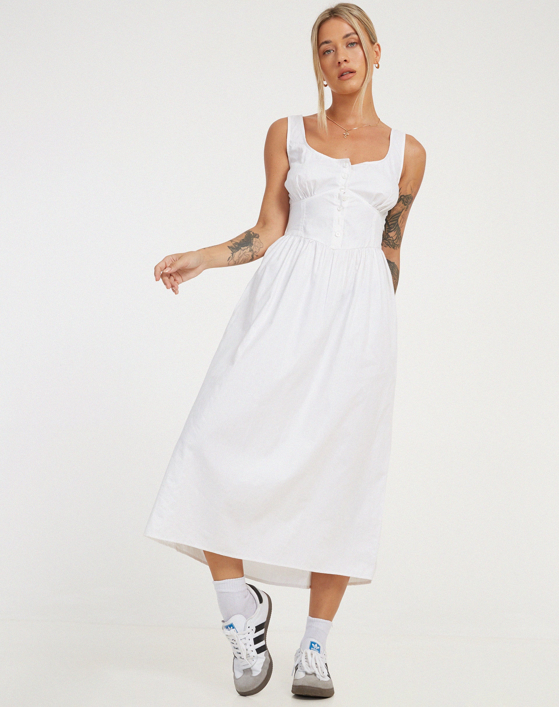 Melrose Midi Dress in White - Image 3